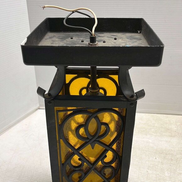 Vintage Spanish Revival Style Metal Ceiling Light with Acrylic/Plastic Panels - Picture 2 of 15